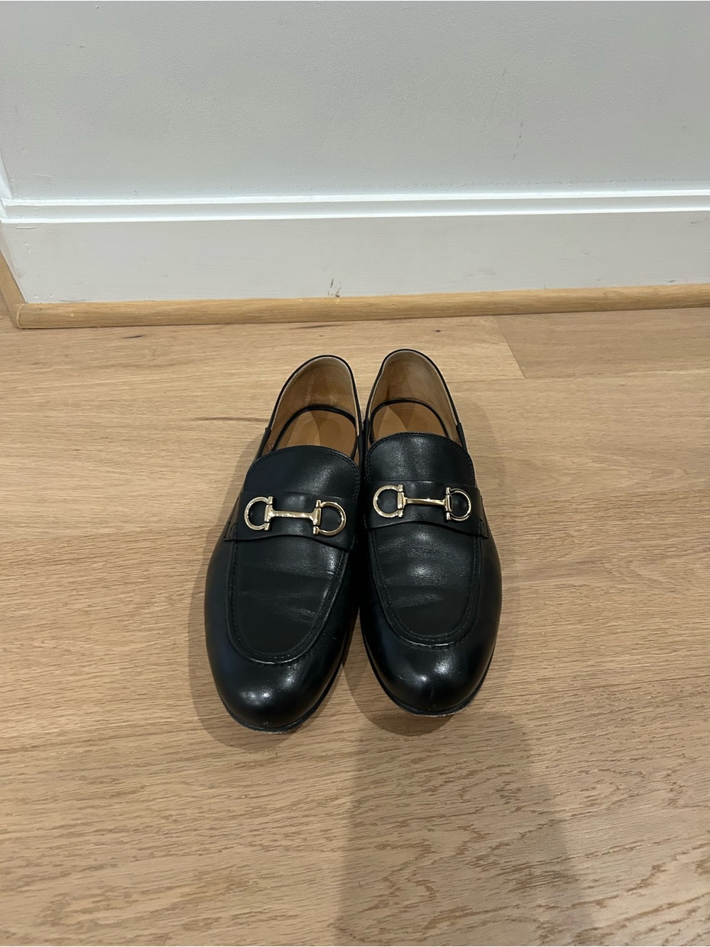 Ferragano Women’s  Black Leather Bit Loafers